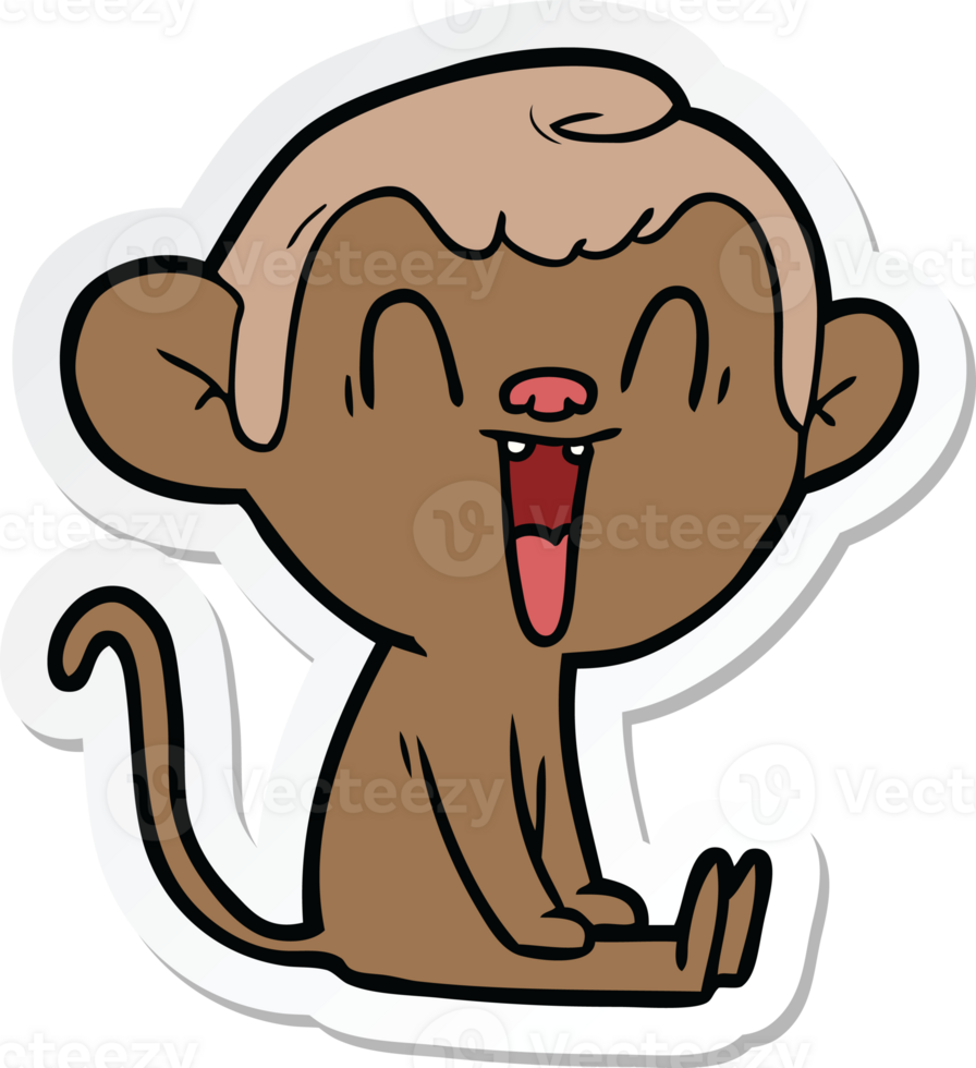 sticker of a cartoon laughing monkey png