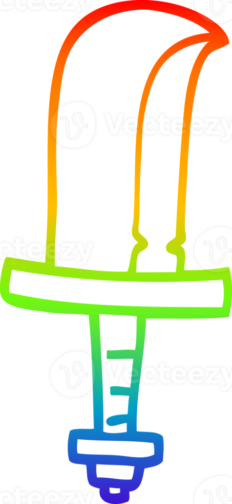 desenho de linha de gradiente de arco-íris desenho de espada dourada png