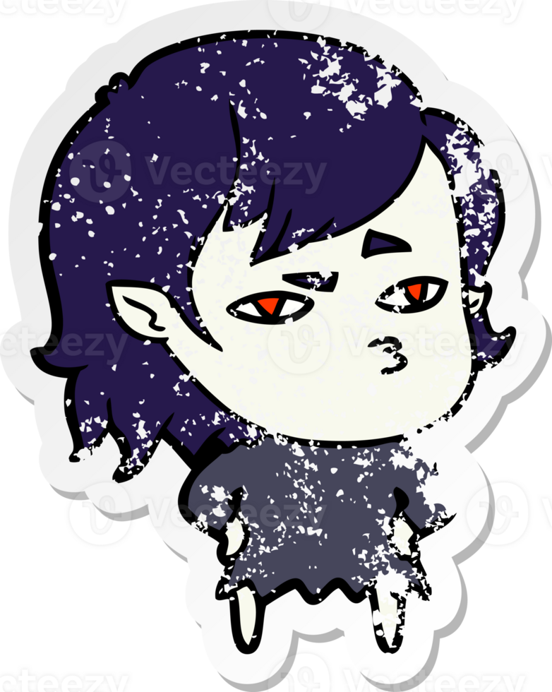 distressed sticker of a cartoon vampire girl png
