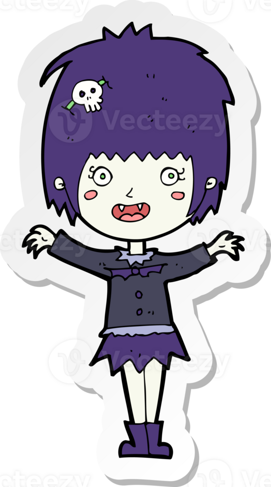 sticker of a cartoon happy vampire girl png