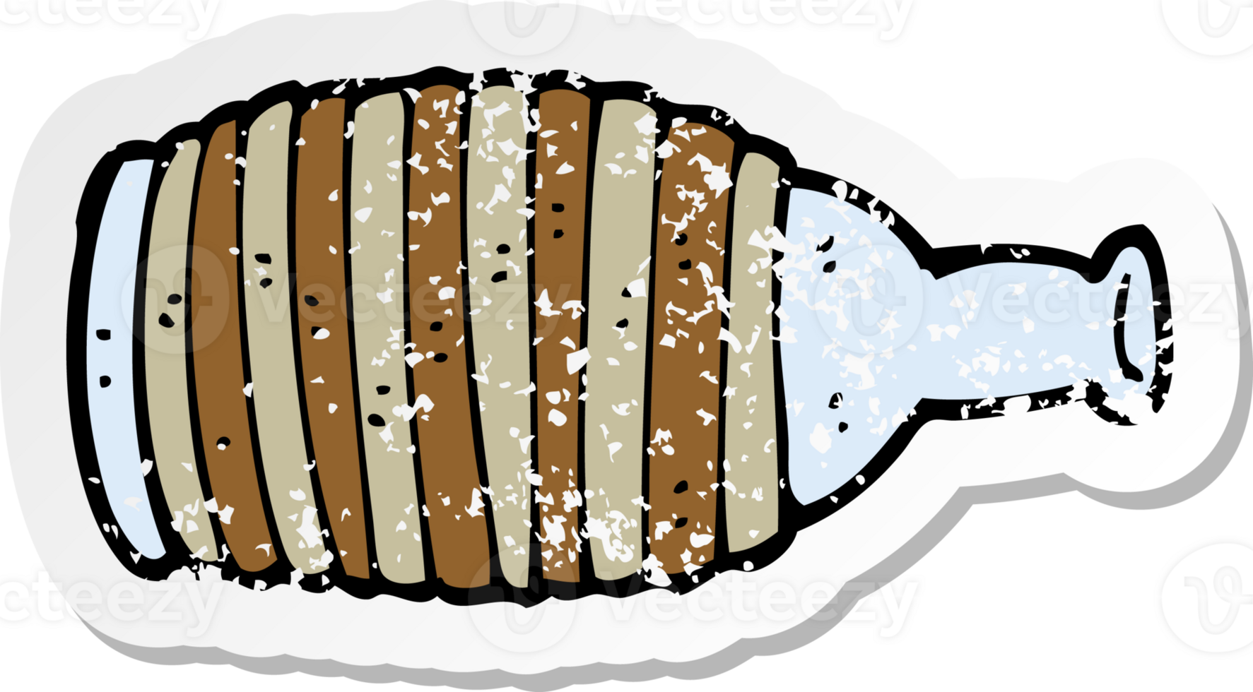 retro distressed sticker of a cartoon spilled bottle png