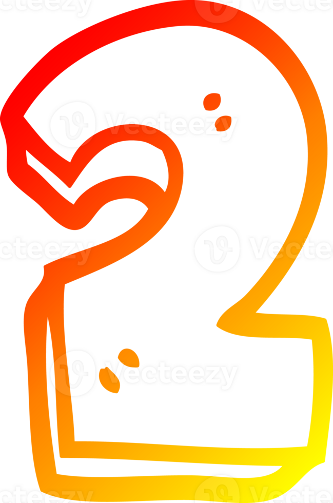 warm gradient line drawing cartoon number two png