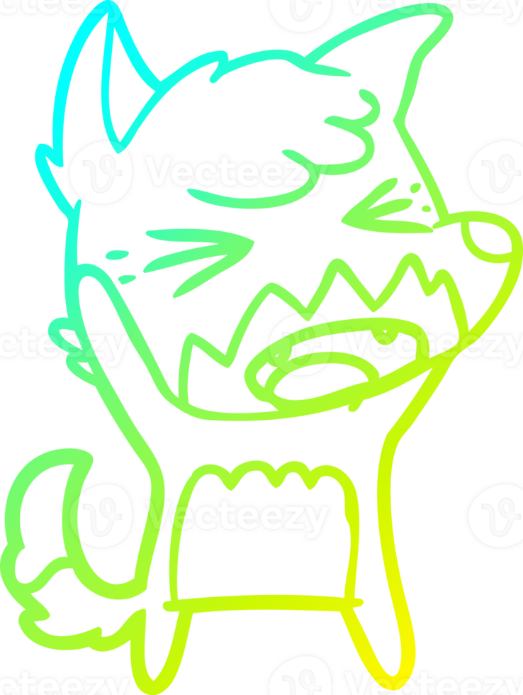 cold gradient line drawing angry cartoon fox png