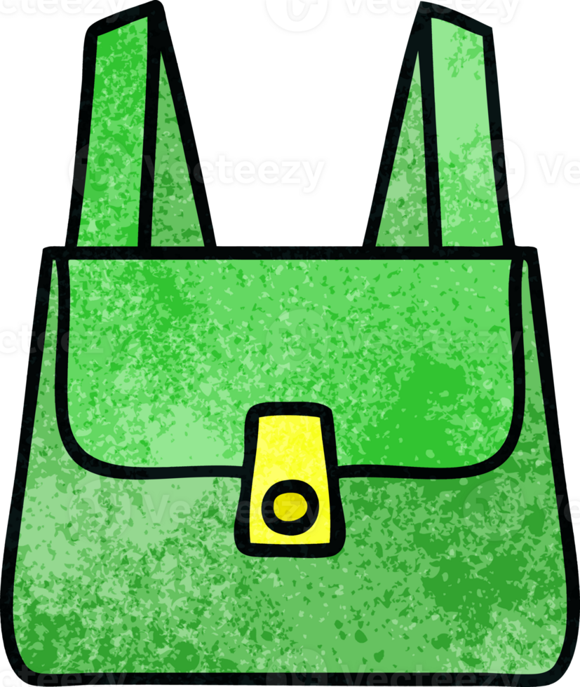 retro grunge texture cartoon green bag png