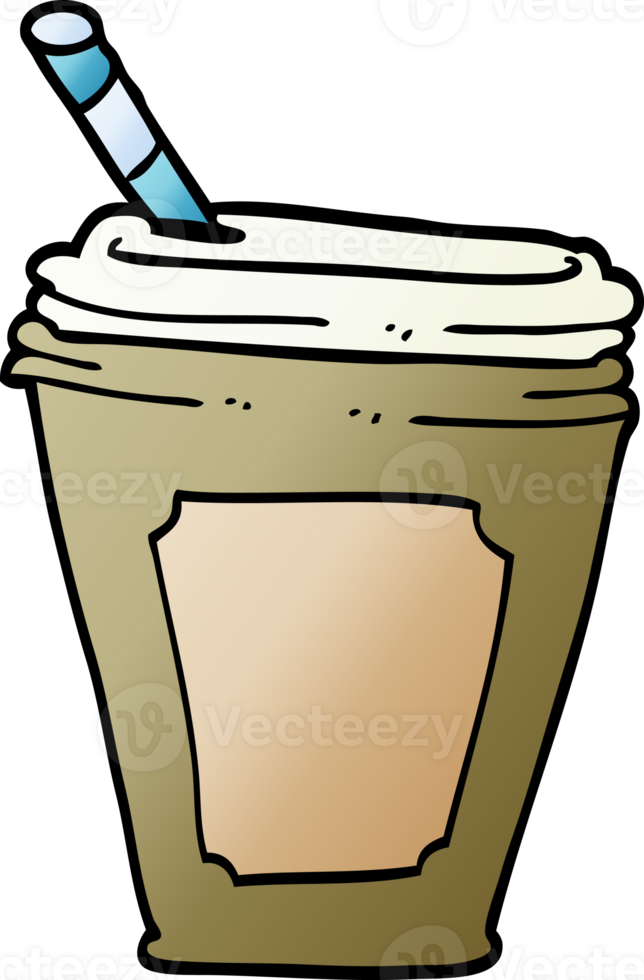 cartoon doodle coffee cup with straw png