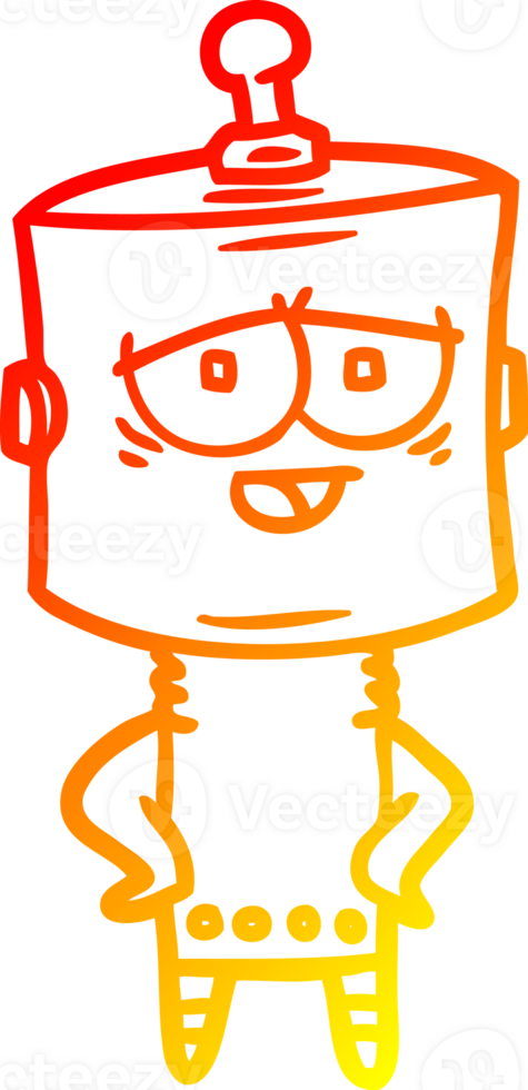 warm gradient line drawing cartoon robot png