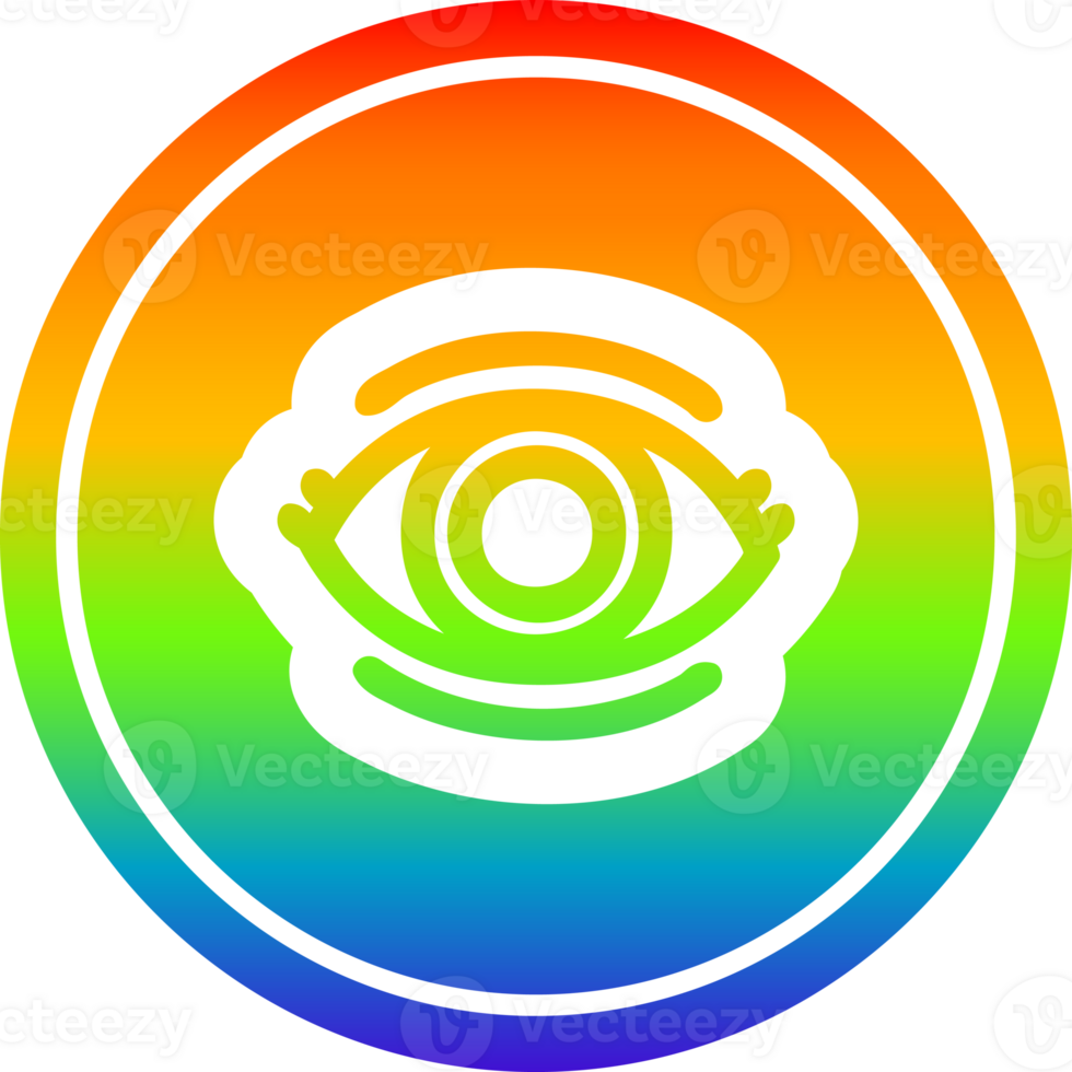 staring eye circular in rainbow spectrum png