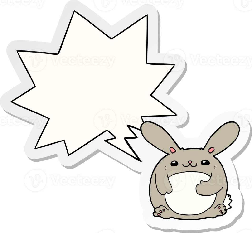 cartoon rabbit and speech bubble sticker png