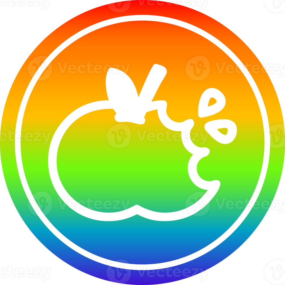 bitten apple circular in rainbow spectrum png
