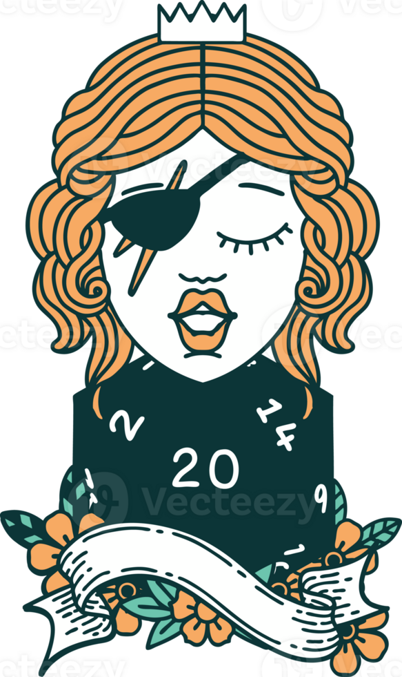 human rogue with natural twenty dice roll illustration png