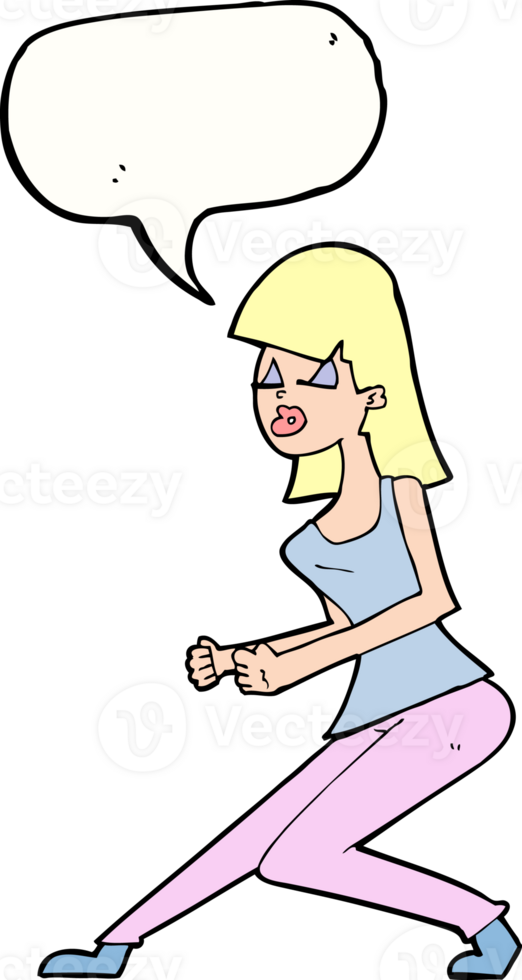 cartoon crazy dancing girl with speech bubble png