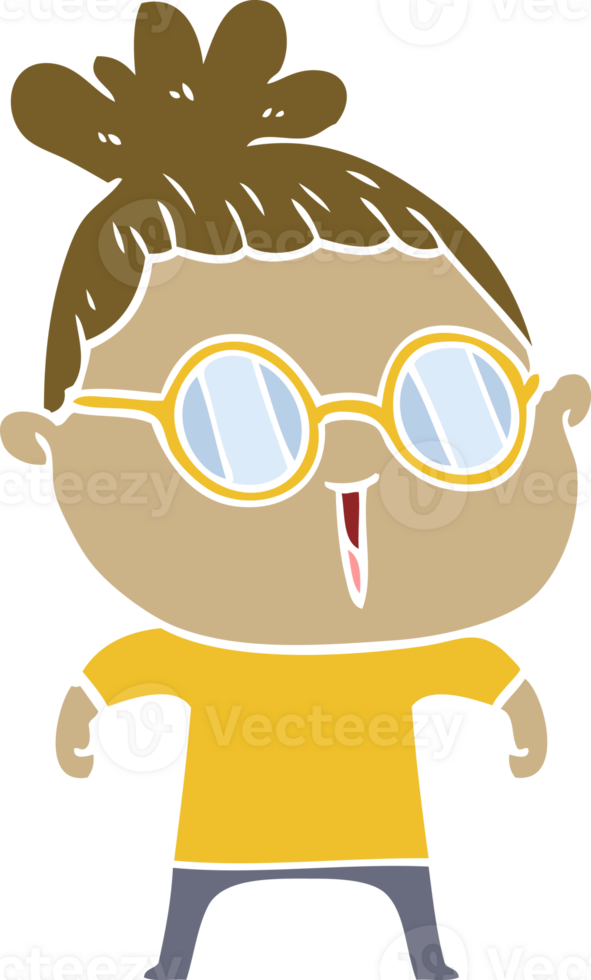 flat color style cartoon woman wearing spectacles png
