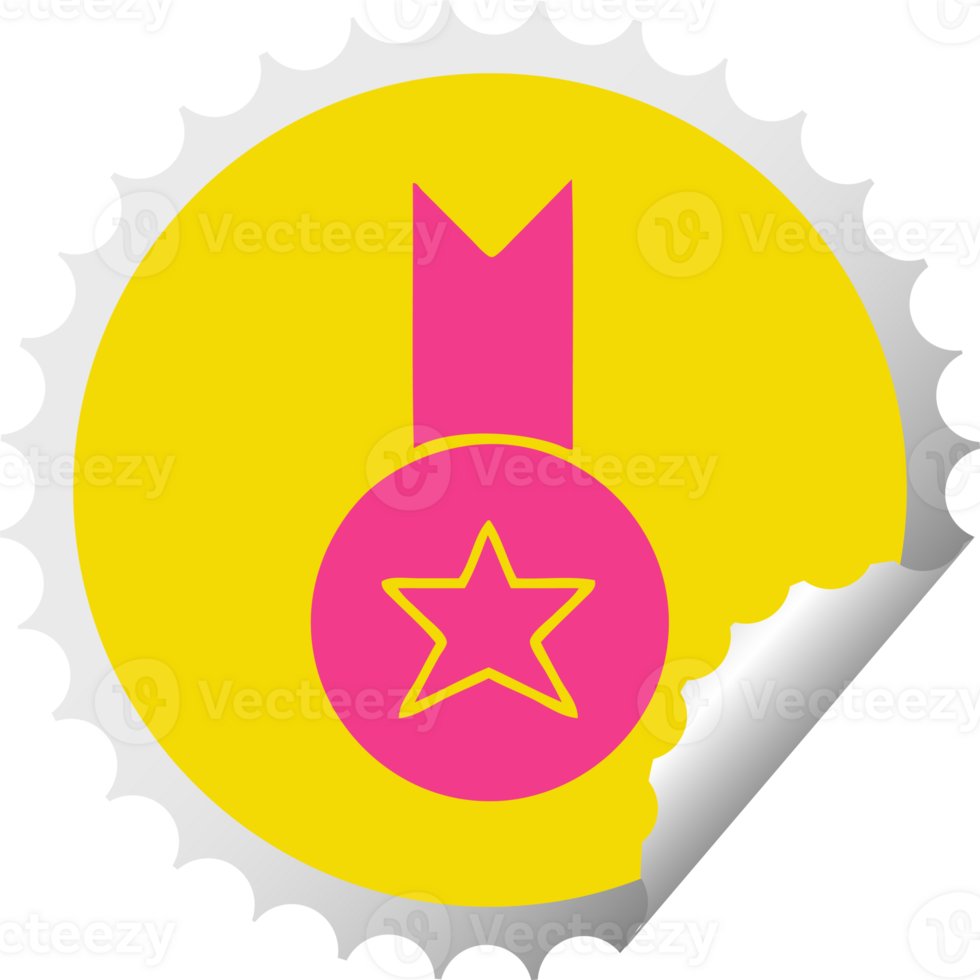circular peeling sticker cartoon of a gold medal png