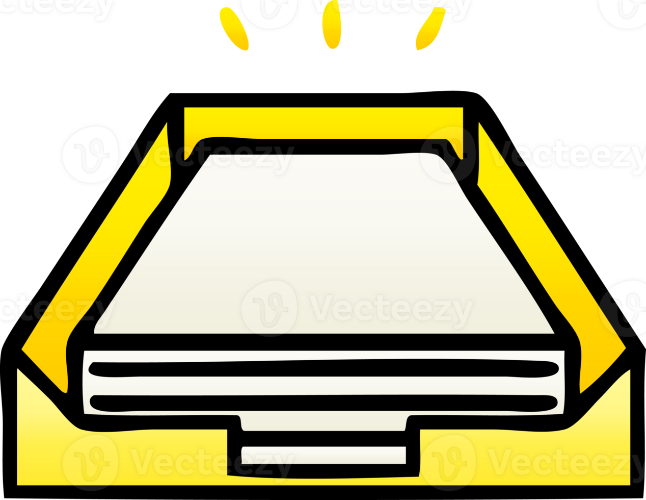 gradient shaded cartoon of a paper stack in tray png