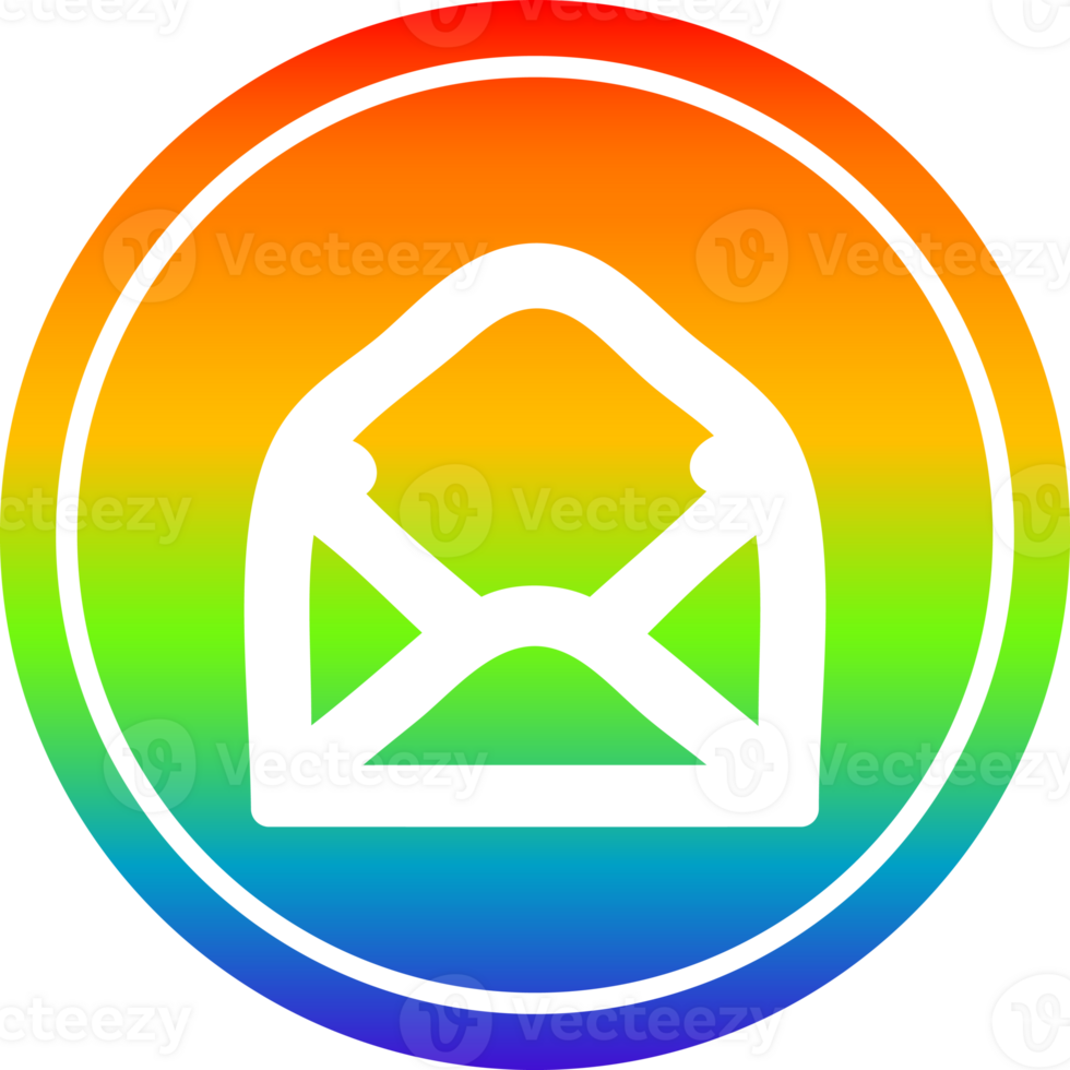 envelope letter circular icon with rainbow gradient finish png
