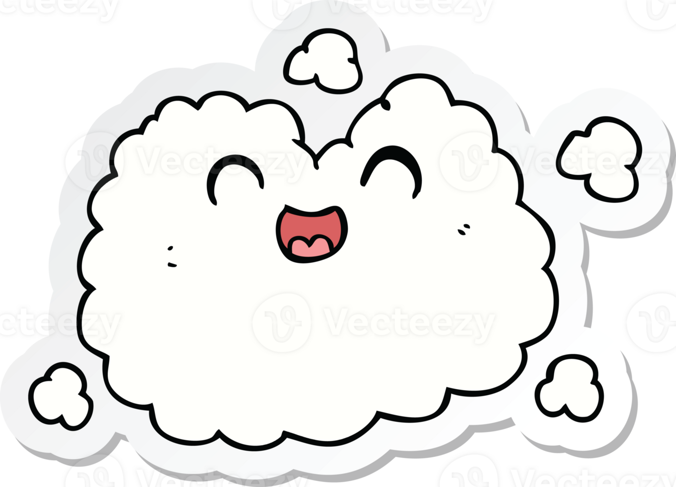 sticker of a cartoon happy smoke cloud png