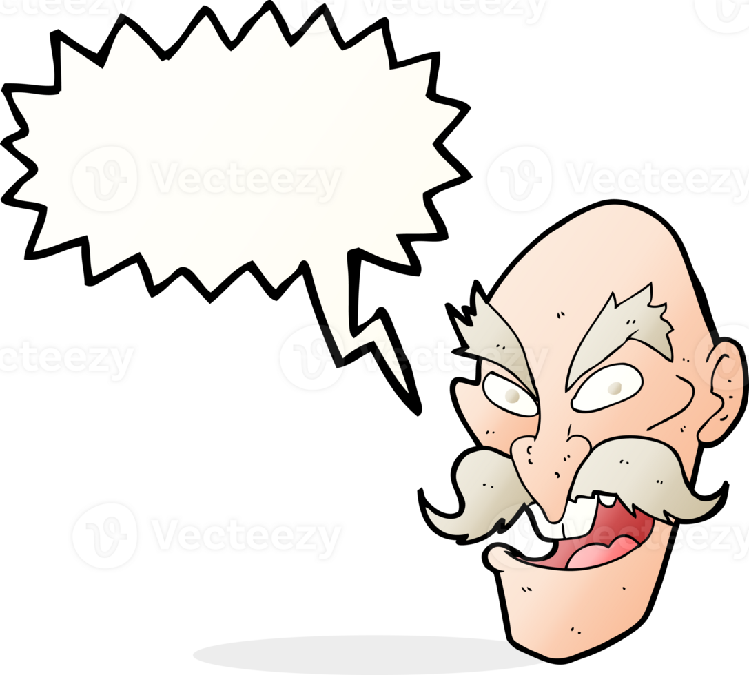 cartoon evil old man face with thought bubble png