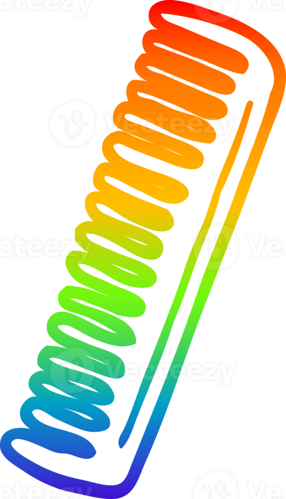 rainbow gradient line drawing of a cartoon comb png