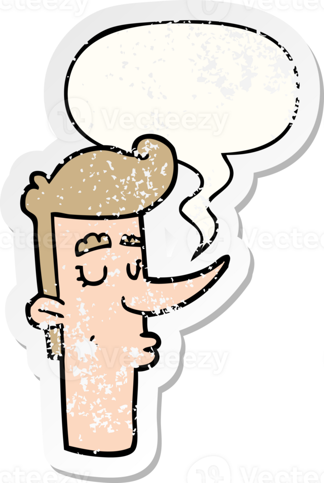 cartoon arrogant man with speech bubble distressed distressed old sticker png