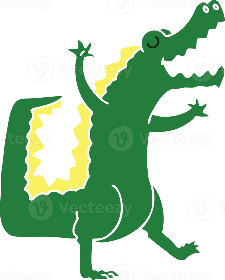 hand drawn quirky cartoon crocodile png