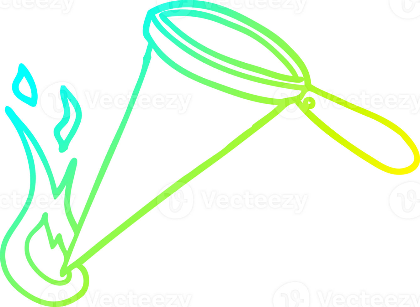 cold gradient line drawing of a cartoon magnifying glass png