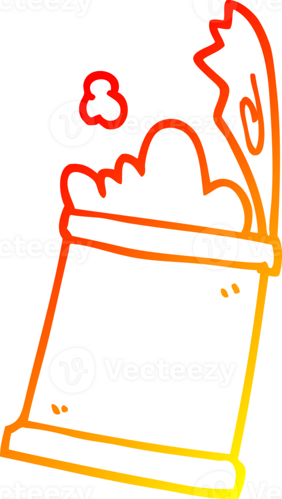 warm gradient line drawing of a cartoon open can of food png