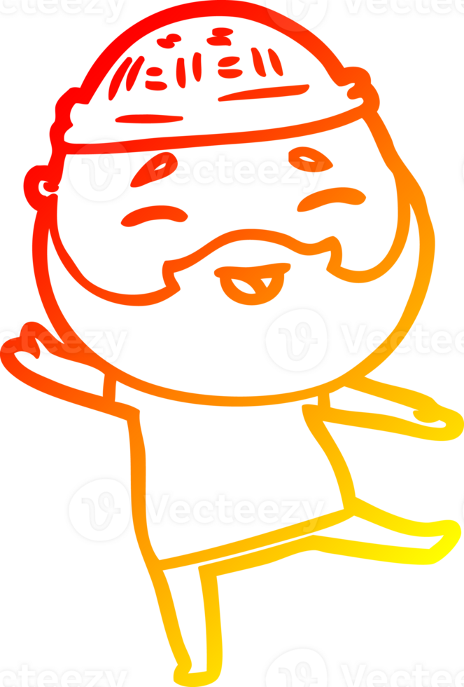 warm gradient line drawing of a cartoon happy bearded man png