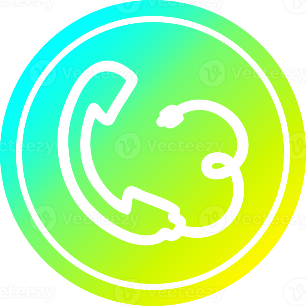 telephone handset circular icon with cool gradient finish png