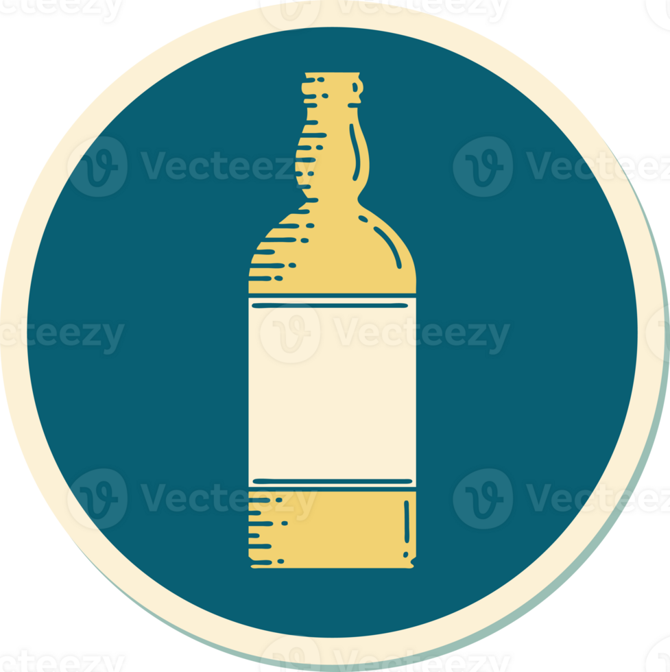 sticker of tattoo in traditional style of a bottle png