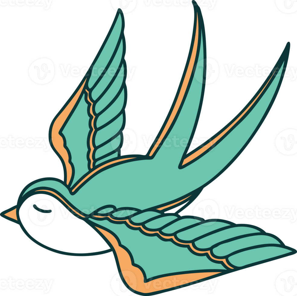 iconic tattoo style image of a swallow png