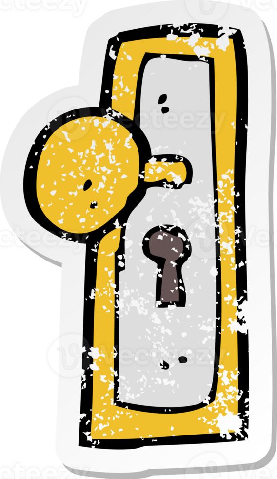 retro distressed sticker of a cartoon door knob png