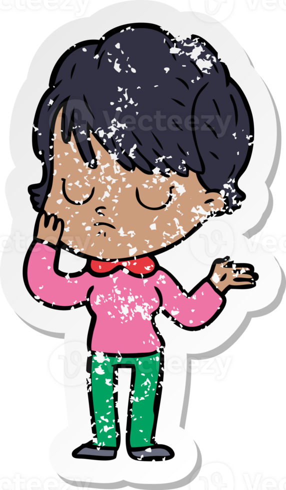 distressed sticker of a cartoon woman png