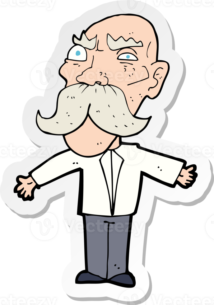 sticker of a cartoon angry old man png