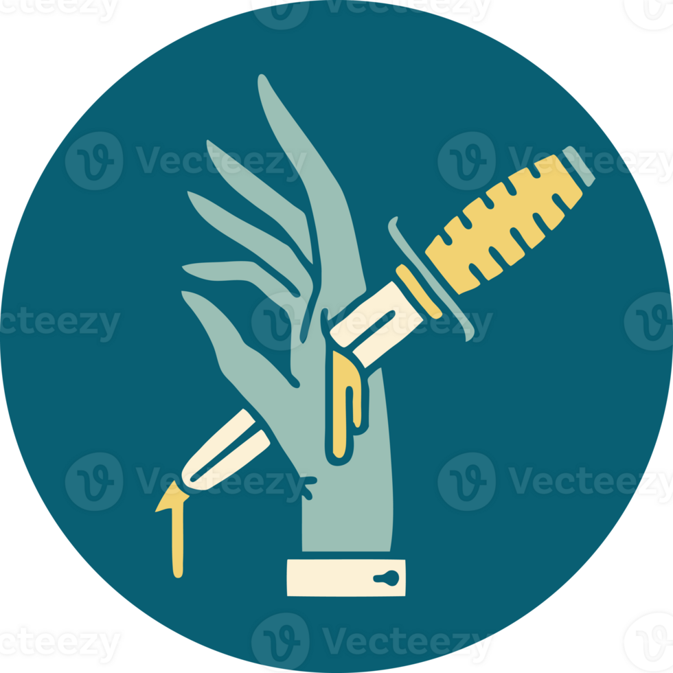 iconic tattoo style image of a dagger in the hand png