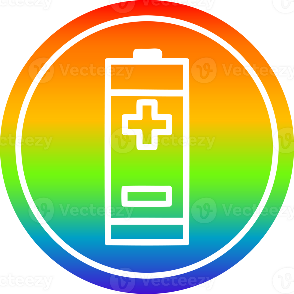 battery circular icon with rainbow gradient finish png