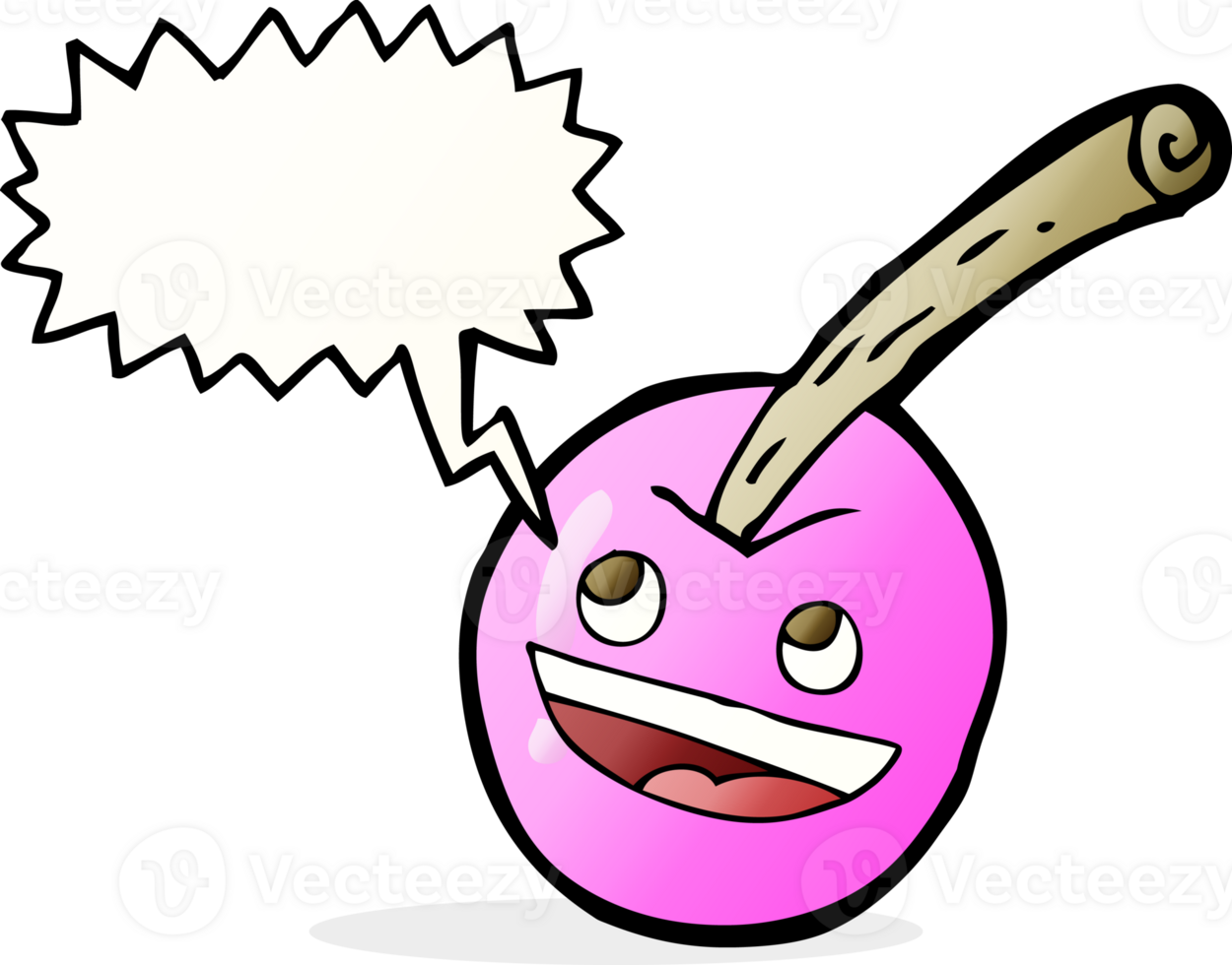 cartoon pink cherry symbol with speech bubble png