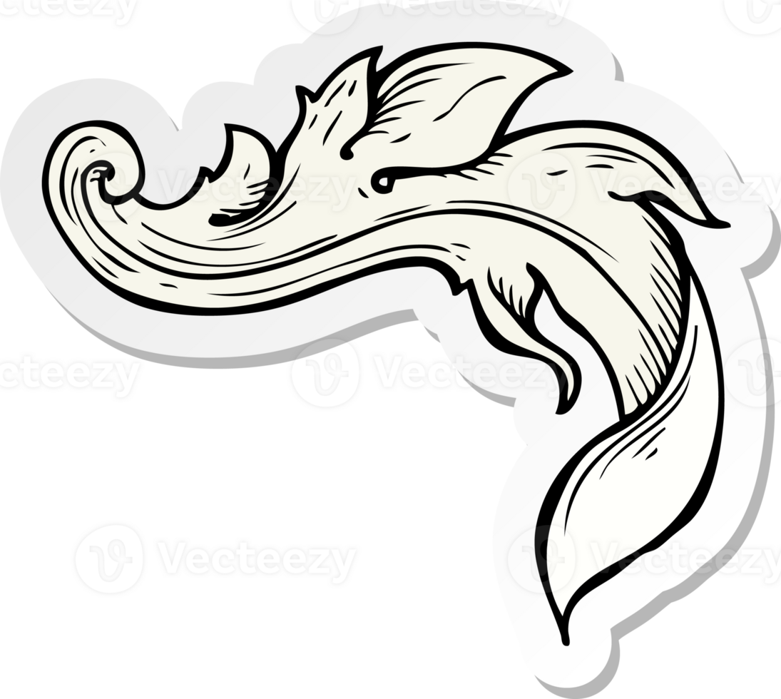 sticker of a cartoon traditional hand drawn floral swirl png