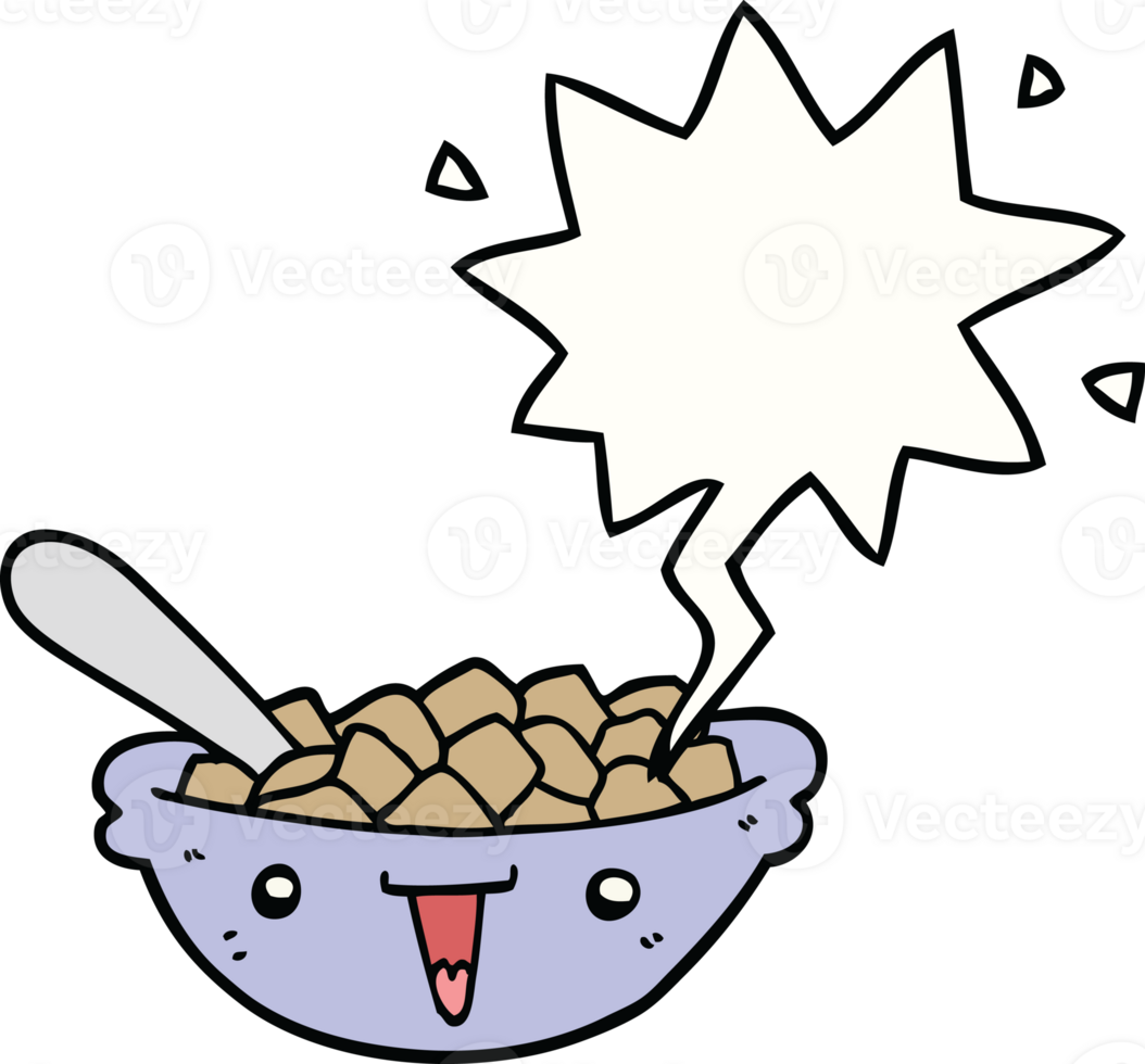 cute cartoon bowl of cereal with speech bubble png