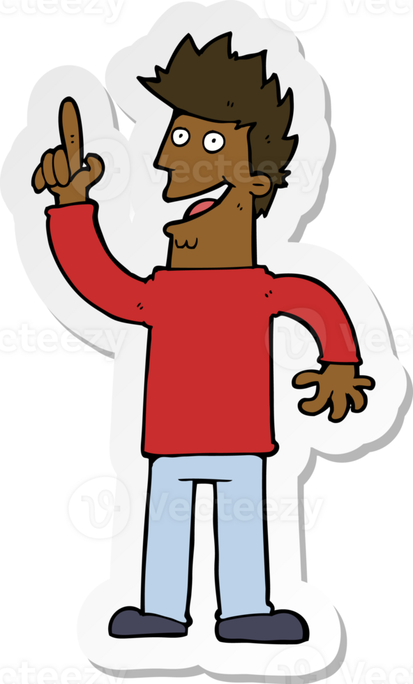 sticker of a cartoon man with great new idea png