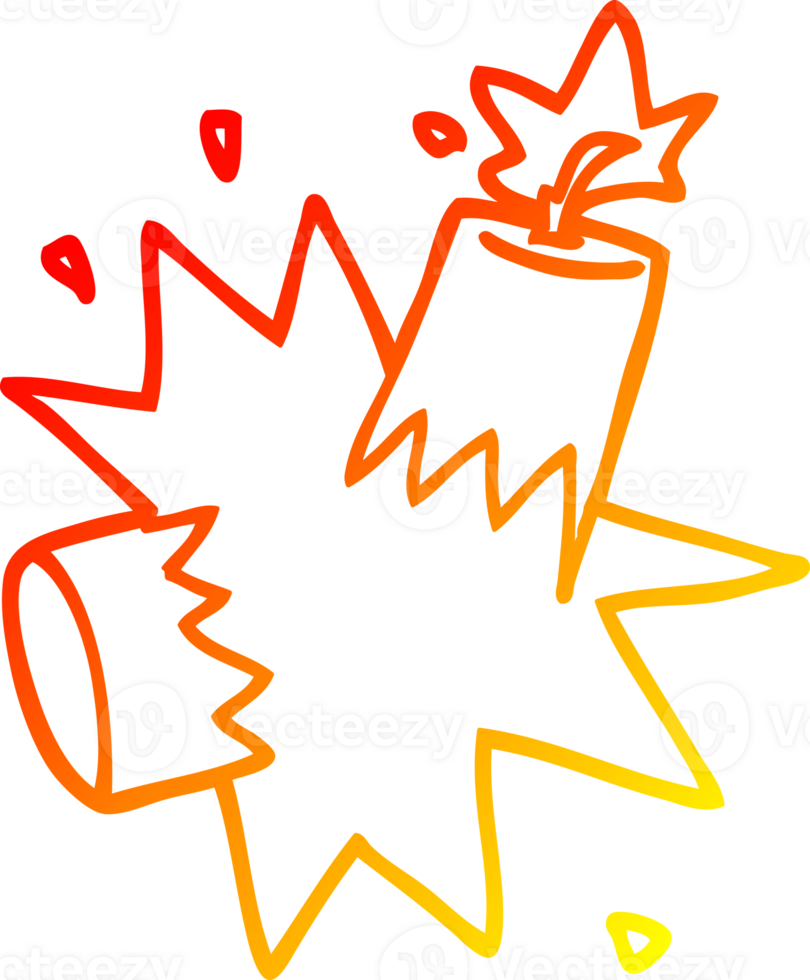 warm gradient line drawing of a cartoon dynamite png