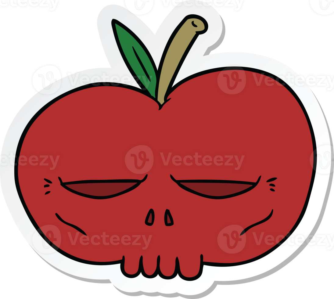sticker of a cartoon spooky skull apple png