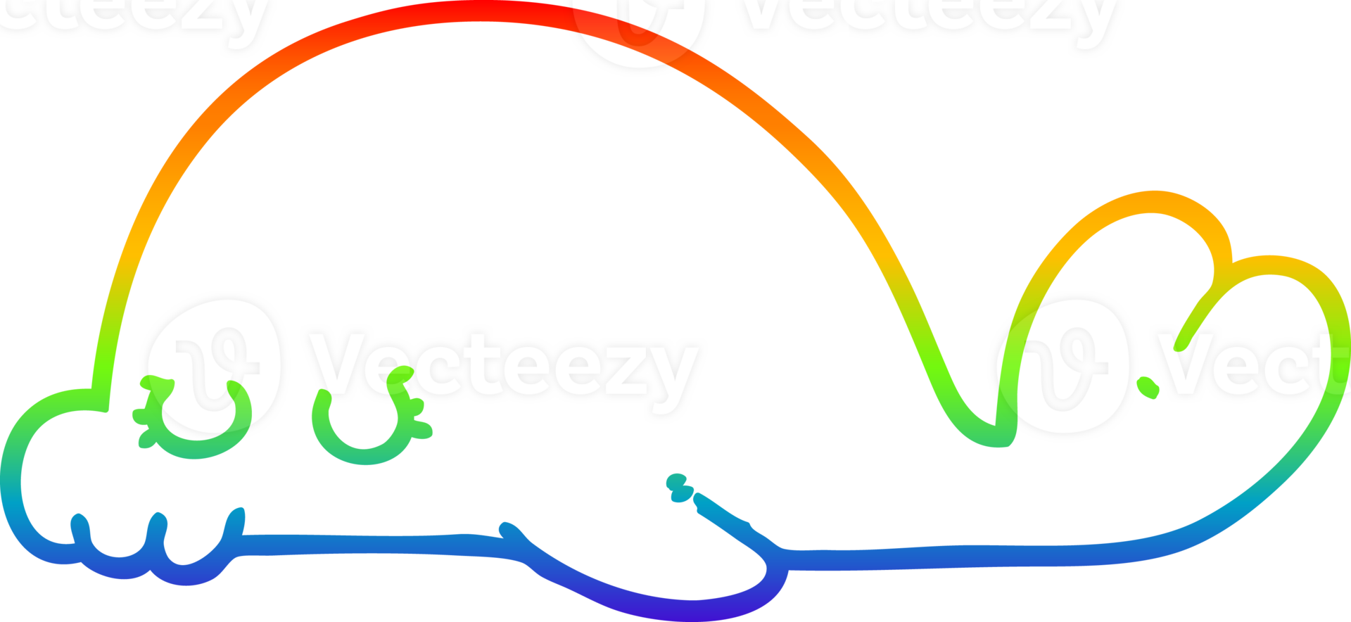 rainbow gradient line drawing of a cartoon seal png