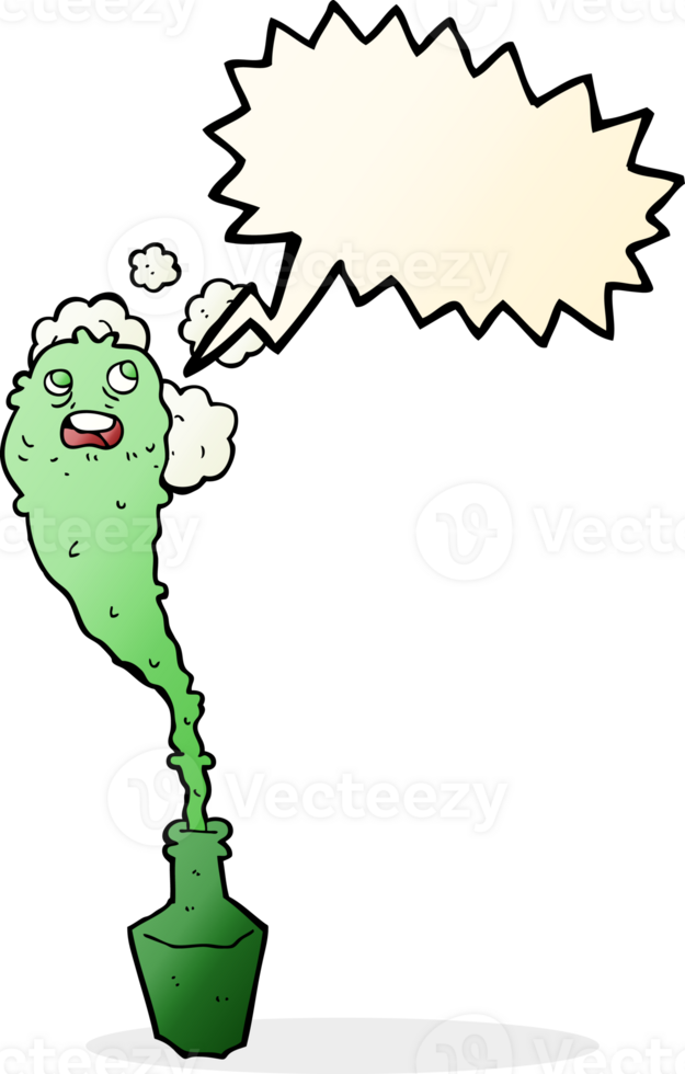 cartoon spooky ghost in bottle with speech bubble png