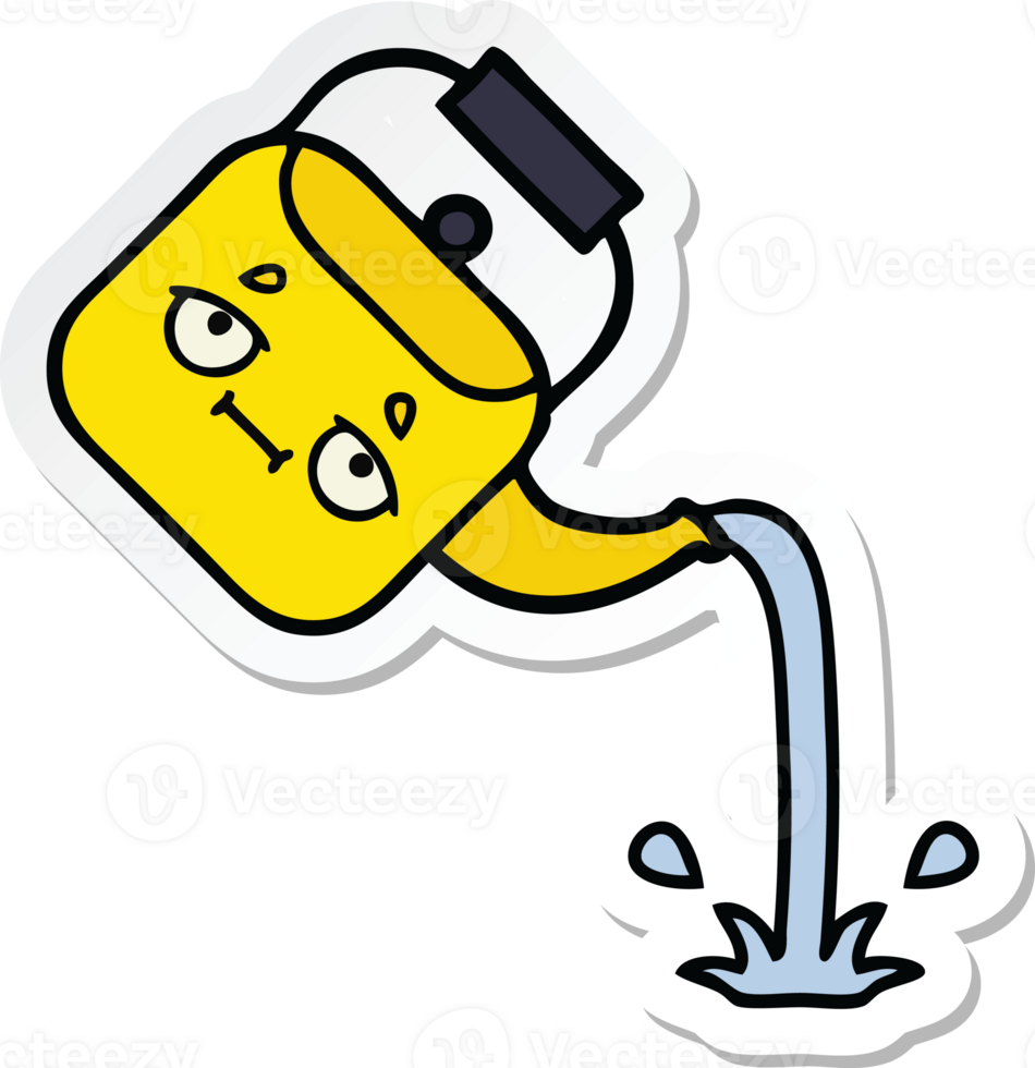 sticker of a cute cartoon pouring kettle png