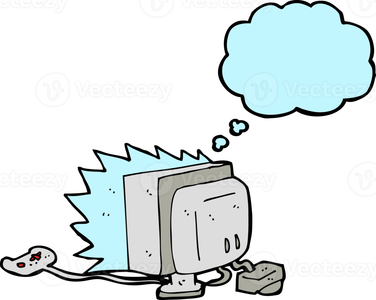 cartoon computer game with thought bubble png