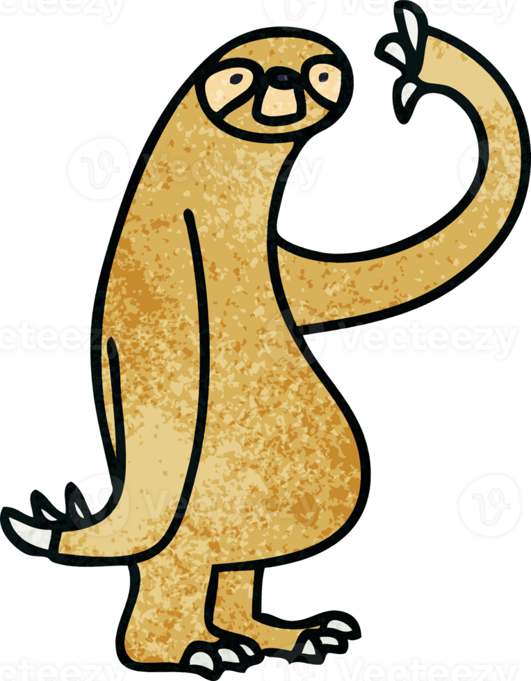hand drawn quirky cartoon sloth png