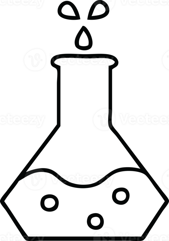 line drawing cartoon of a science experiment png
