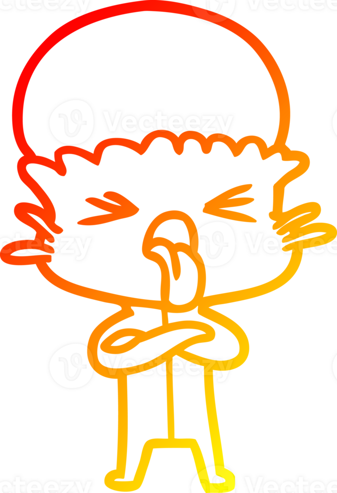 warm gradient line drawing of a disgusted cartoon alien png