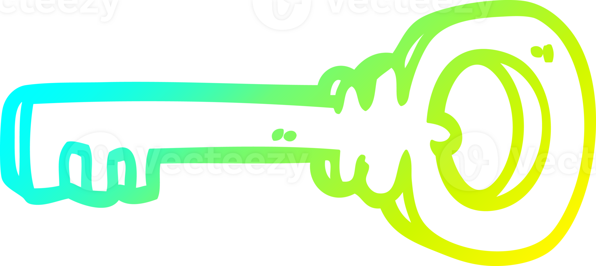 cold gradient line drawing of a cartoon gold key png