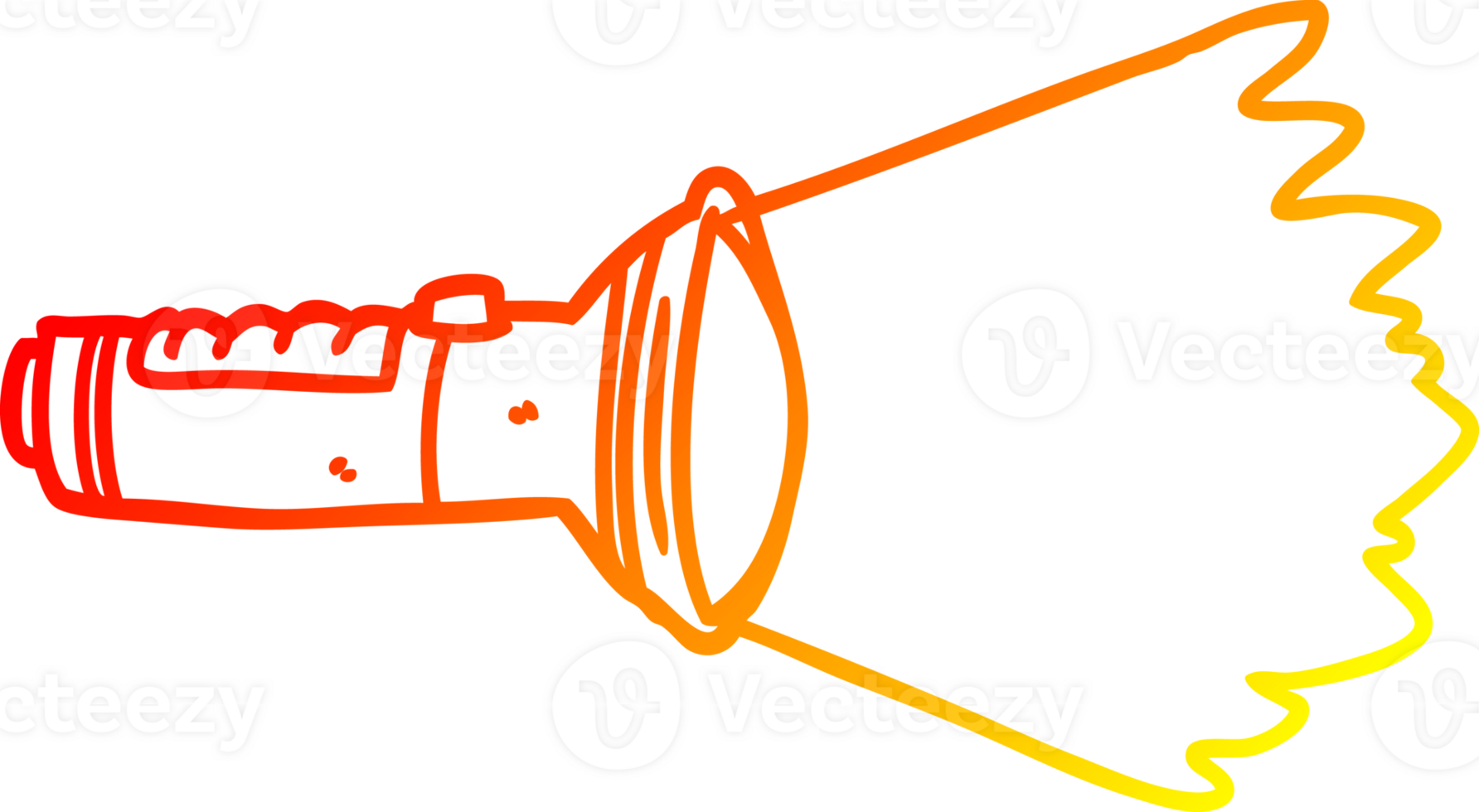 warm gradient line drawing of a electric torch shining png